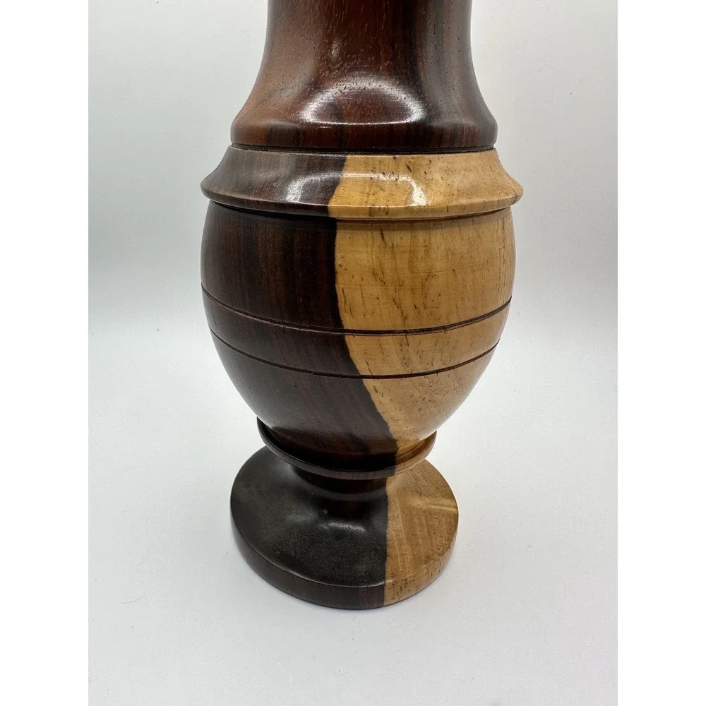 Vintage Multitone Solid Wood Hand Crafted‎ Turned Footed Bud Vase 6